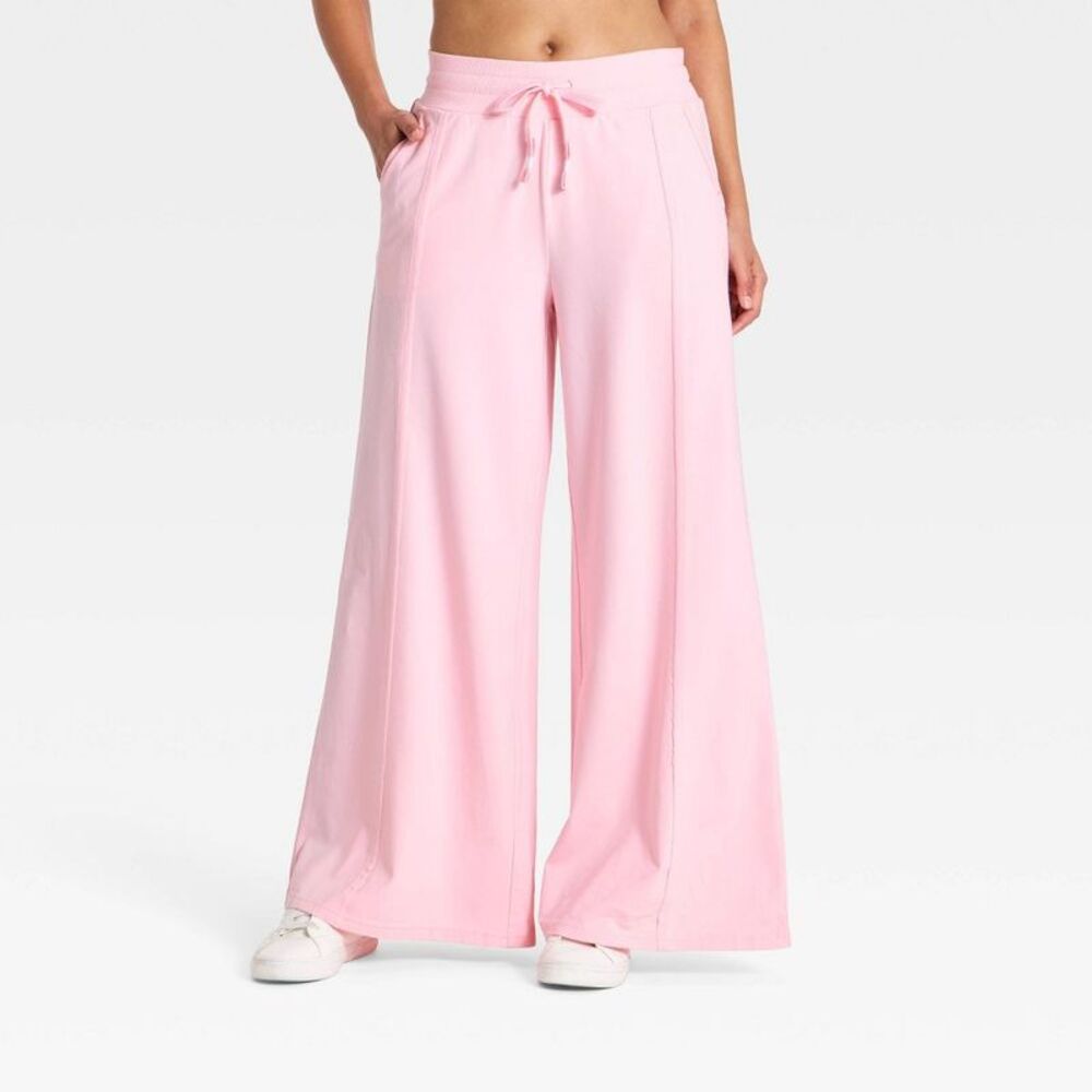 Women's Active Washed Jersey Wide Leg Pants - JoyLab Rose S
